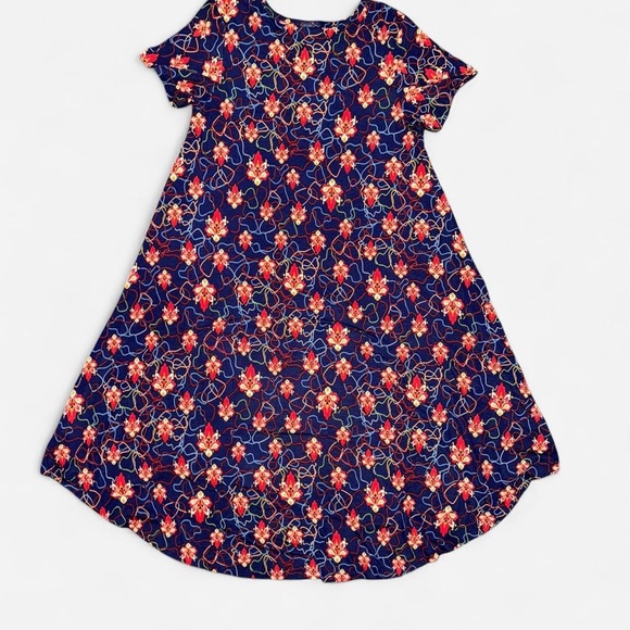 LulaRoe “Carly” Navy Colorful Floral Casual Dress - Picture 5 of 6